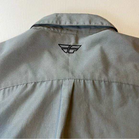 FLY Racing Grey Collared Button Up Short Sleeve Shirt Size Large - Picture 6 of 11